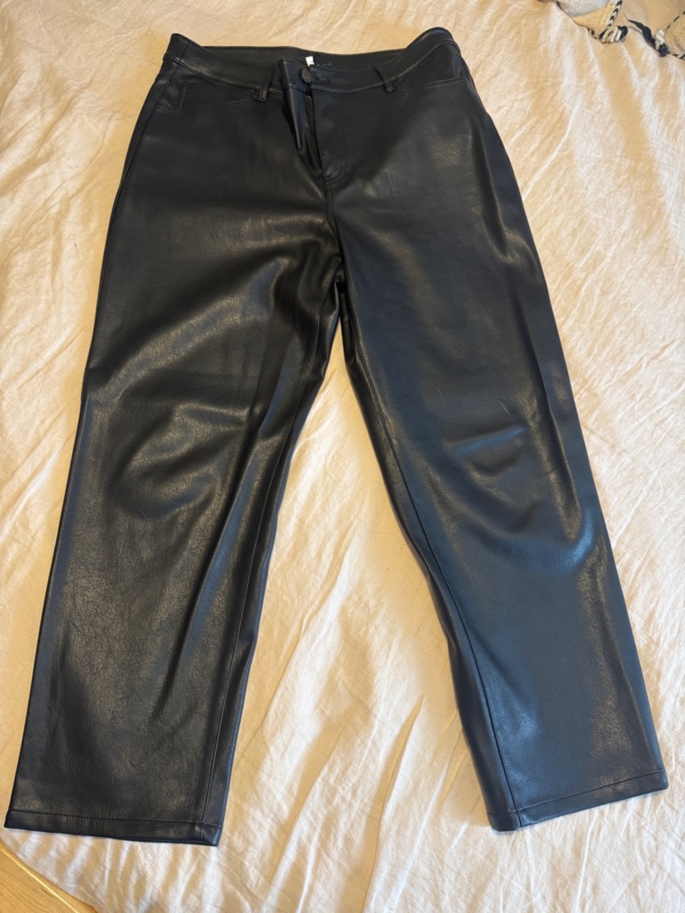 RW&CO. Black Faux Leather Straight Leg Pants